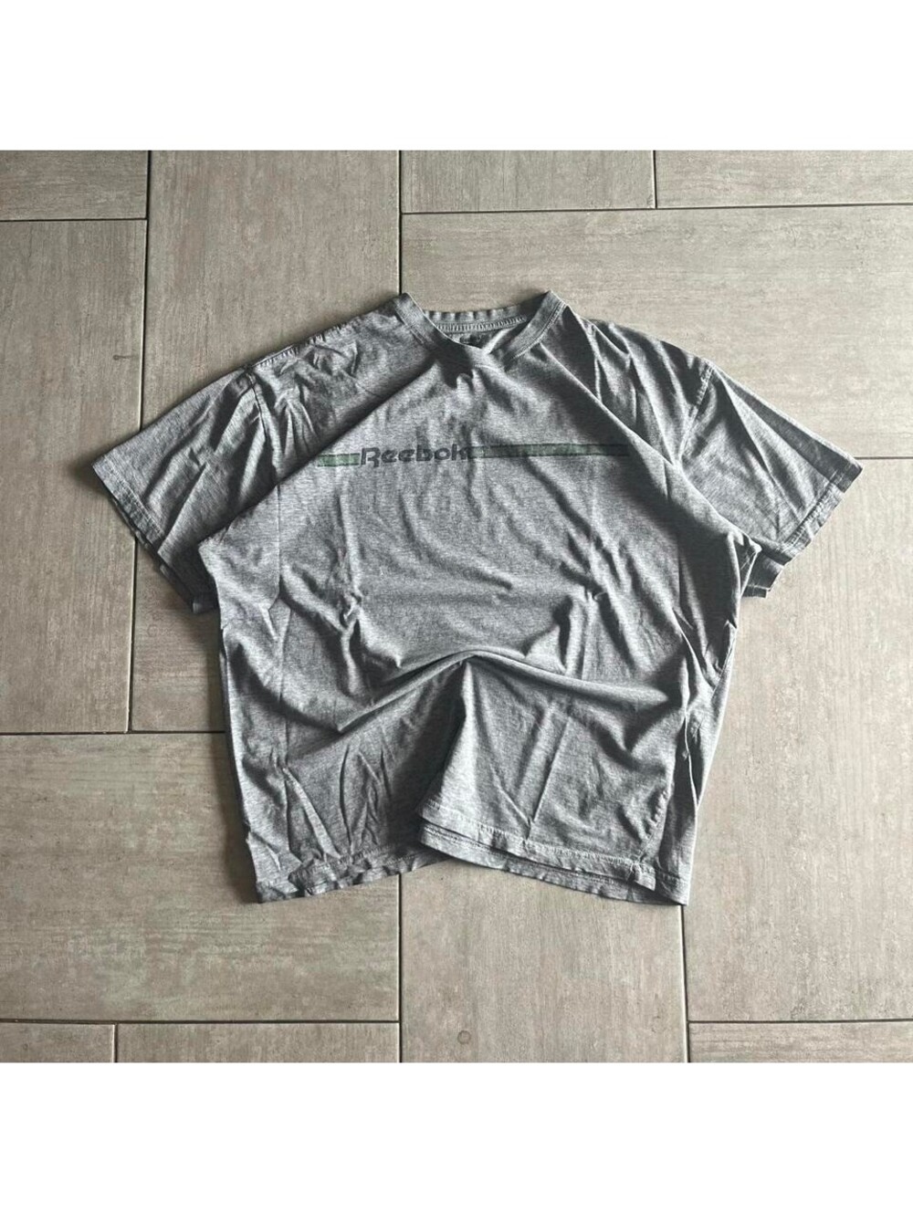 Reebok Heather Gray  Stripe Crew Neck XL
